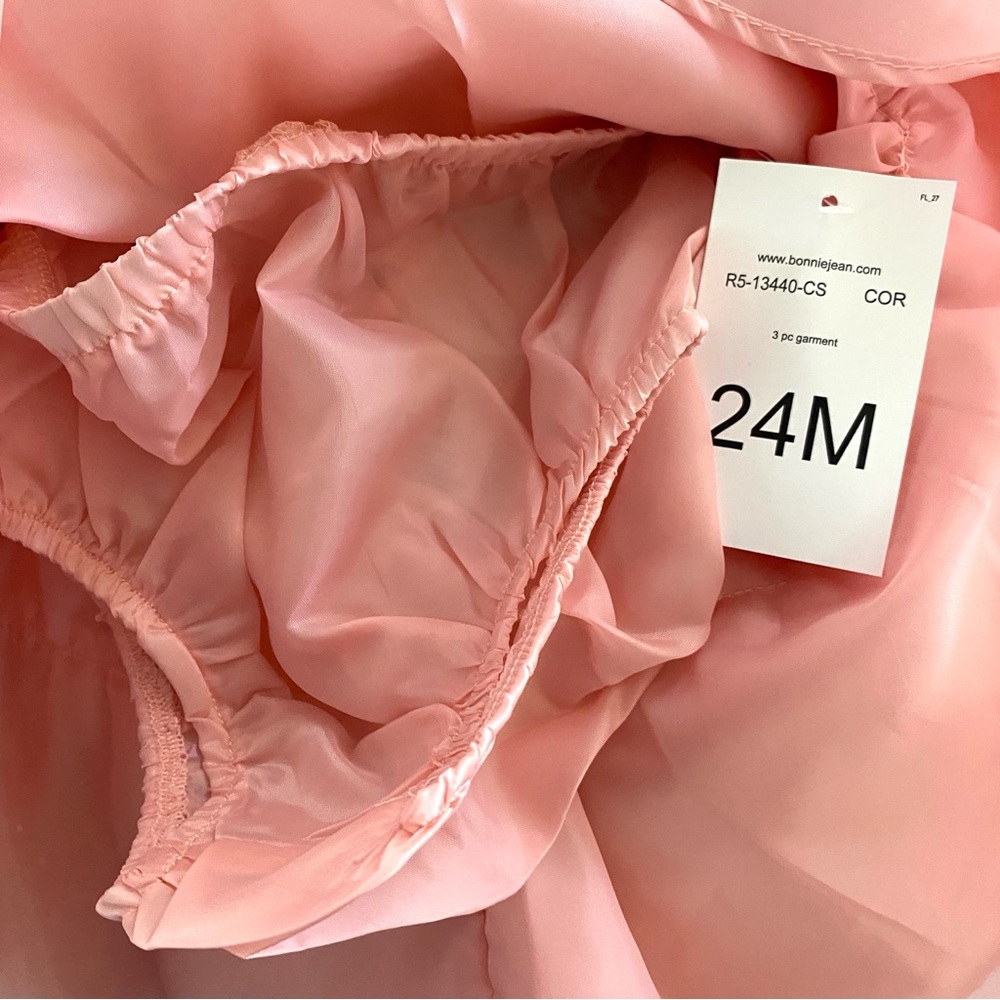 BONNIE BABY Emmie Knit Party Dess Cardigan Salmon Pink 24 Months Pageant Easter - Picture 15 of 16